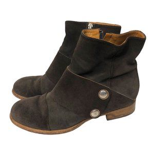 Alberto Fermani Brown Leather Suede Side zip  Ankle Boot Retro Rustic Western 37